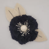 Eclection Ivory and Black Wool Flower Pin/Clip Collection