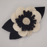 Eclection Ivory and Black Wool Flower Pin/Clip Collection
