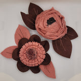 Eclection Cameo Pink and Cocoa Wool Flower Pin/Clip Collection