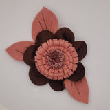 Eclection Cameo Pink and Cocoa Wool Flower Pin/Clip Collection