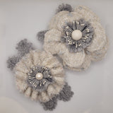 Eclection Cream and Silver Tweed Wool Flower Pin/Clip Collection