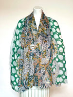 Monaco Scarf in Green Mix Polka Dots and Paisley
