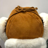 Sheared Comfort Sheepskin Mountie Hat in Tan and Natural White