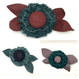 Eclection Teal Linen Flower Pin Clip