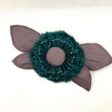 Eclection Teal Linen Flower Pin Clip