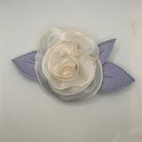 Eclection Organza and Ultra Suede Leaves Rose Pin Clip