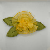 Eclection Organza and Ultra Suede Leaves Rose Pin Clip