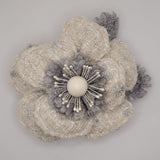 Eclection Cream and Silver Tweed Wool Flower Pin/Clip Collection