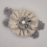 Eclection Cream and Silver Tweed Wool Flower Pin/Clip Collection