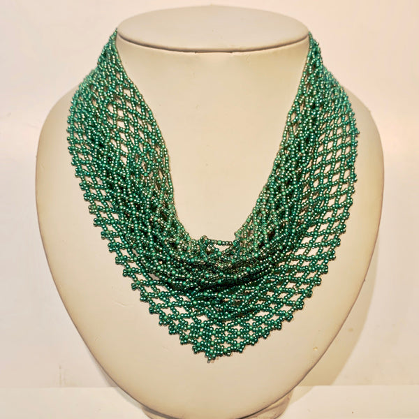Dauna Louise 'Beaded Kerchief Necklace' Light Turquoise Medium (18 1/2")