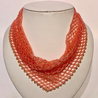 Dauna Louise 'Beaded Kerchief Necklace' Pinky Coral Medium (18 1/4")