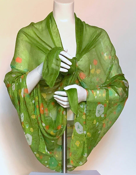Charming Floral Scarf in Green or Taupe