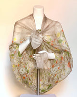 Charming Floral Scarf in Green or Taupe