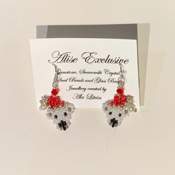 Alise Exclusive Christmas Bear Red Earrings