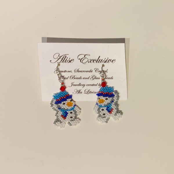 Alise Exclusive Dancing Snowman Blue Earrings