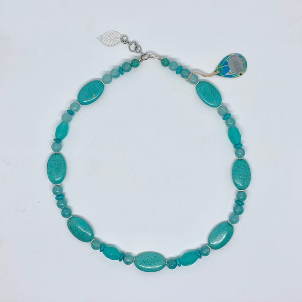 Cirque Classic Necklace Turquoise Howlite, Tinted Agate and Silver
