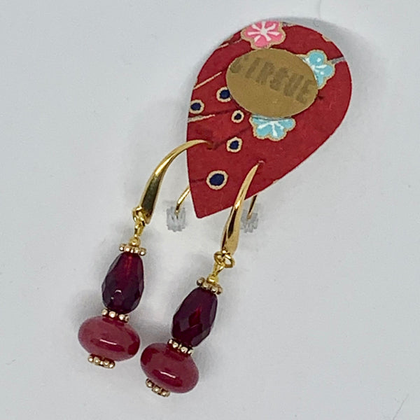 Cirque Earrings Classic Drop Burgundy and Gold