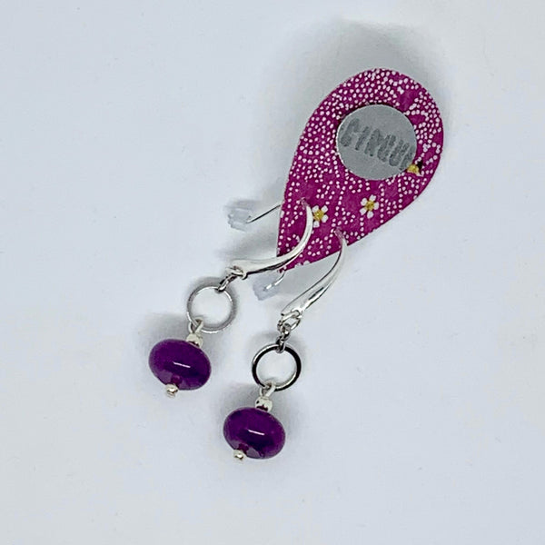 Cirque Earrings Small Circle Dangle Power Purple and Silver