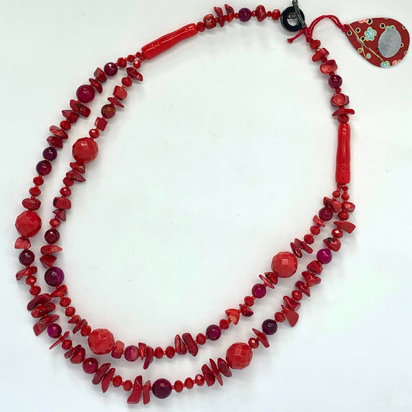 Cirque Two Strand Coral Necklace Passion