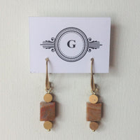 Gaby Geometric Small Brass and Stone Earrings in 8 Styles