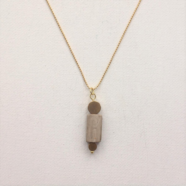 Gaby Geometric Brass Necklace with Italian Marble