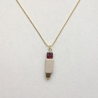 Gaby Geometric Brass Necklace with Jasper and Italian Marble