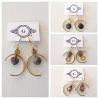 Geometric  Brass Arc and Stones Earrings Collage