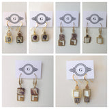 Gaby Geometric Small Brass Square Frame Earrings in 6 Styles