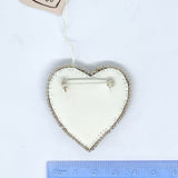 Kunda Art Beaded Pin White Heart with Crystal and Pearls
