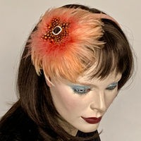 My Little Hat Fascinator Peachy Sunset Feathers
