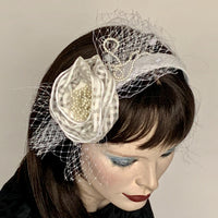 My Little Hat Fascinator White with Pearl