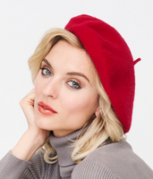 The Basque Beret has the most classic shape and is made of 100% felted wool and finished with rolled edging. Scarlet Red - True red