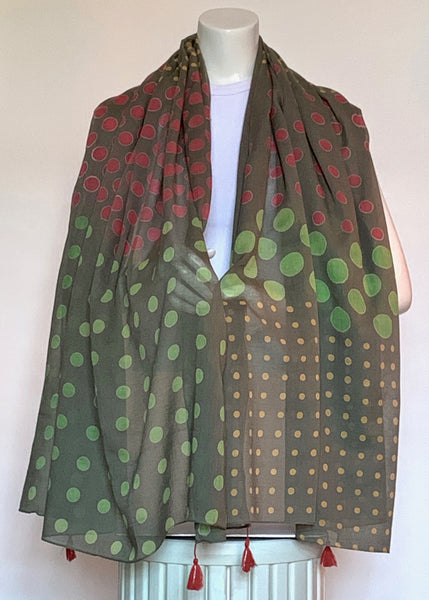 Polka Dot Tasseled Cotton Sarong/Scarf in Two Colours