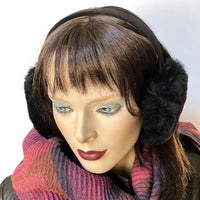 Eclection Ottawa gives you Canadian-made 100% sheepskin earmuffs in 11 bright and neutral colours. These soft and fun sheepskin earmuffs have lots of nice, warm, coverage and are also fully lined with short sheepskin on the inside to keep you warm and toasty. They feature a new suede-covered headband that you can wear as is or turned at 90 degrees for smaller-headed folks. black short haired sheepskin. Black headband