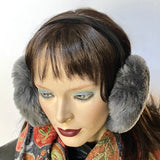 Eclection Ottawa gives you Canadian-made 100% sheepskin earmuffs in 11 bright and neutral colours. These soft and fun sheepskin earmuffs have lots of nice, warm, coverage and are also fully lined with short sheepskin on the inside to keep you warm and toasty. They feature a new suede-covered headband that you can wear as is or turned at 90 degrees for smaller-headed folks. Medium grey short haired sheepskin. Black headband