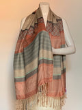 Stripes and Diamonds Patterned Scarf Soft Beiges