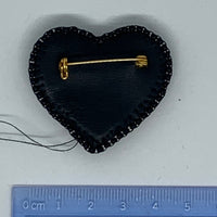 Kunda Art Beaded Pin Black with Gold and Rhinestone Wreath Heart