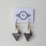  Black Triangle Stone / Magnesite Triangular Beads / Brass Hooks Earrings. Original, one of a kind handmade in Ottawa earrings