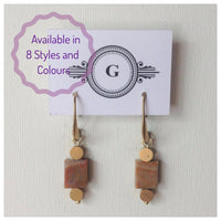 Gaby Geometric Small Brass and Stone Earrings in 8 Styles