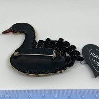 Kunda Art Beaded 'Black Swan' Pin