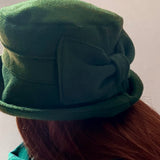 Fanfreluche Jojo Hat with Stella Brim in Conifer Green Cashmere and Wool Blend